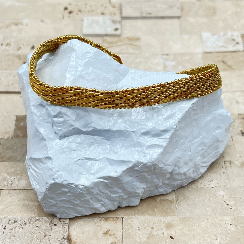 Ornate Gold Tone Modern Estate Bracelet - Picture 2 of 8